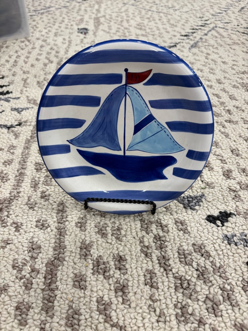 Nantucket Sailboat Decorative Plate 8” Nautical Coastal Decor with Stand Boat